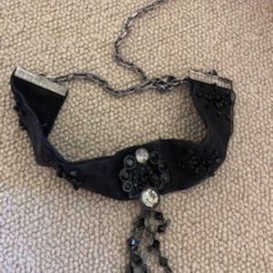 Black Velvet Ribbon Choker with Beading